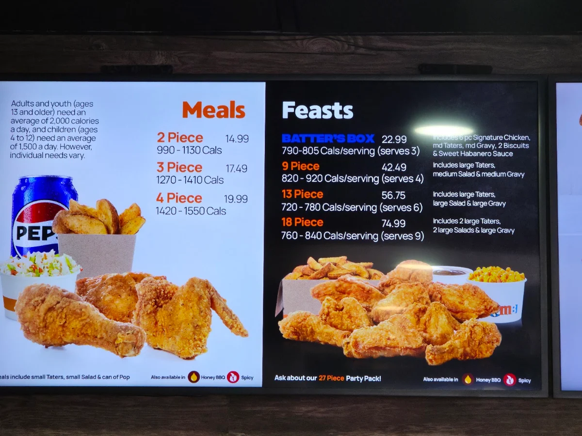 Menu, Mary Brown's Chicken