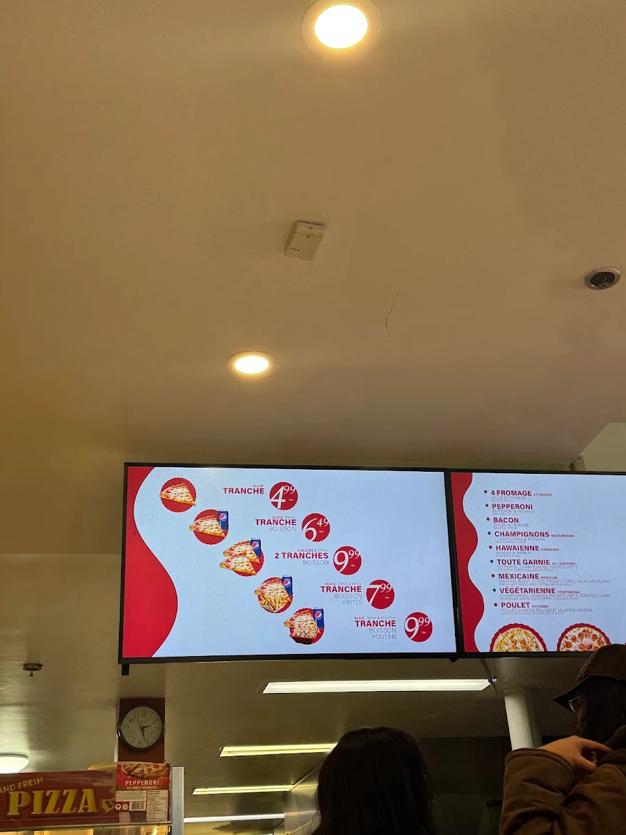 Menu, Pizza Bia