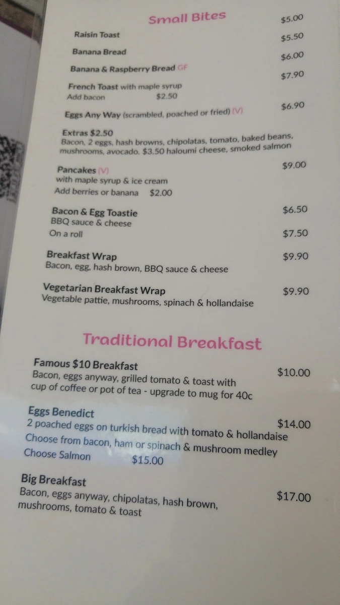 Menu, Cafe Tahbella