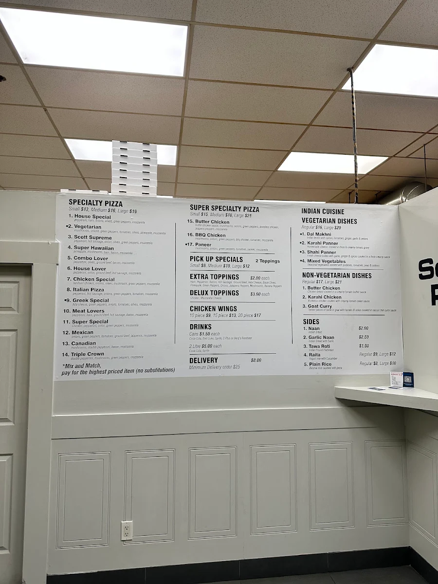 Menu, Scott Hill Pizza Newton