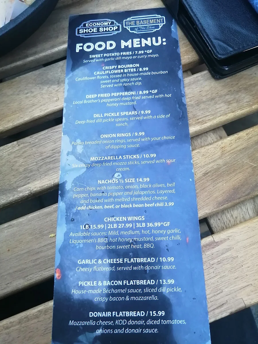 Menu, Economy Shoe Shop