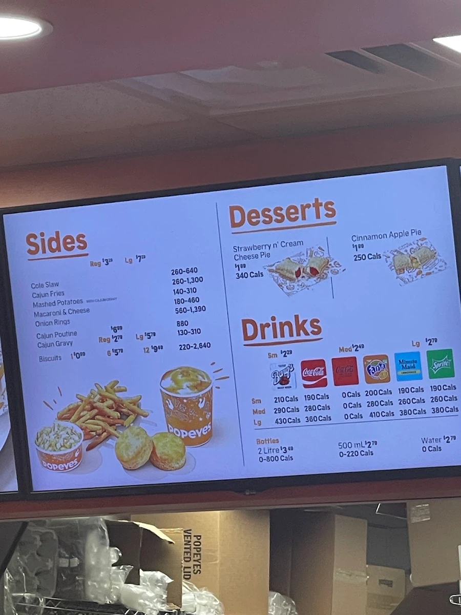 Menu, Popeyes Louisiana Kitchen