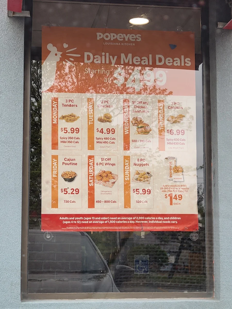 Menu, Popeyes Louisiana Kitchen