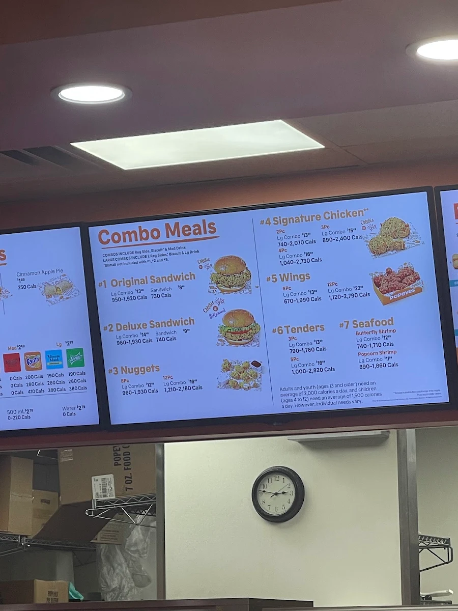 Menu, Popeyes Louisiana Kitchen
