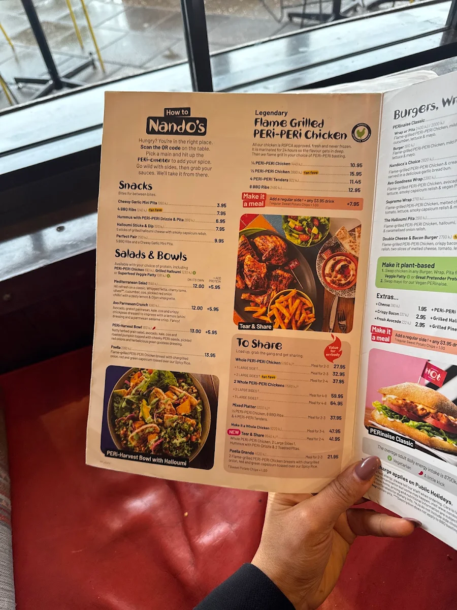 Menu, Nando's Blacktown