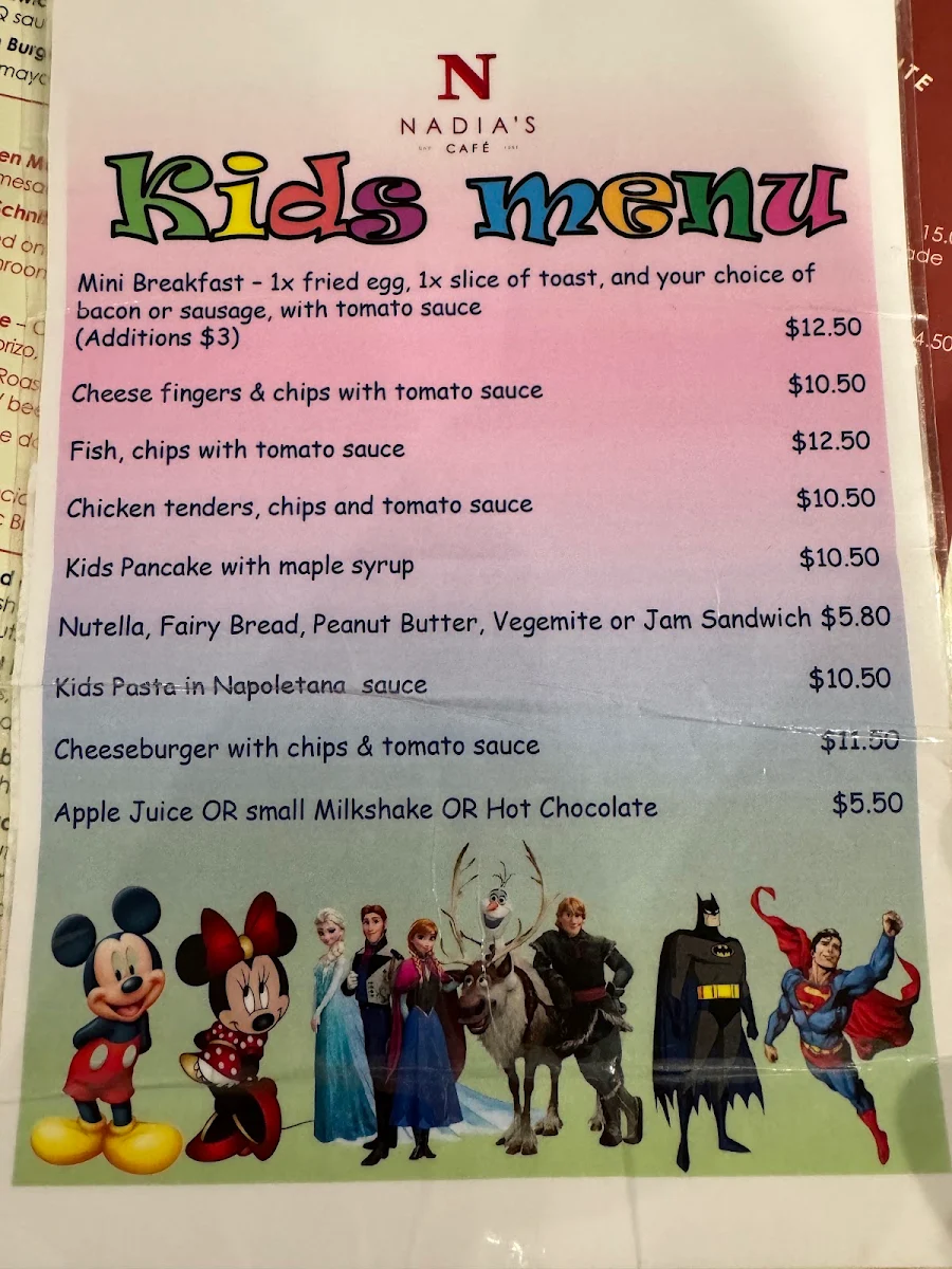 Menu, Nando's Blacktown