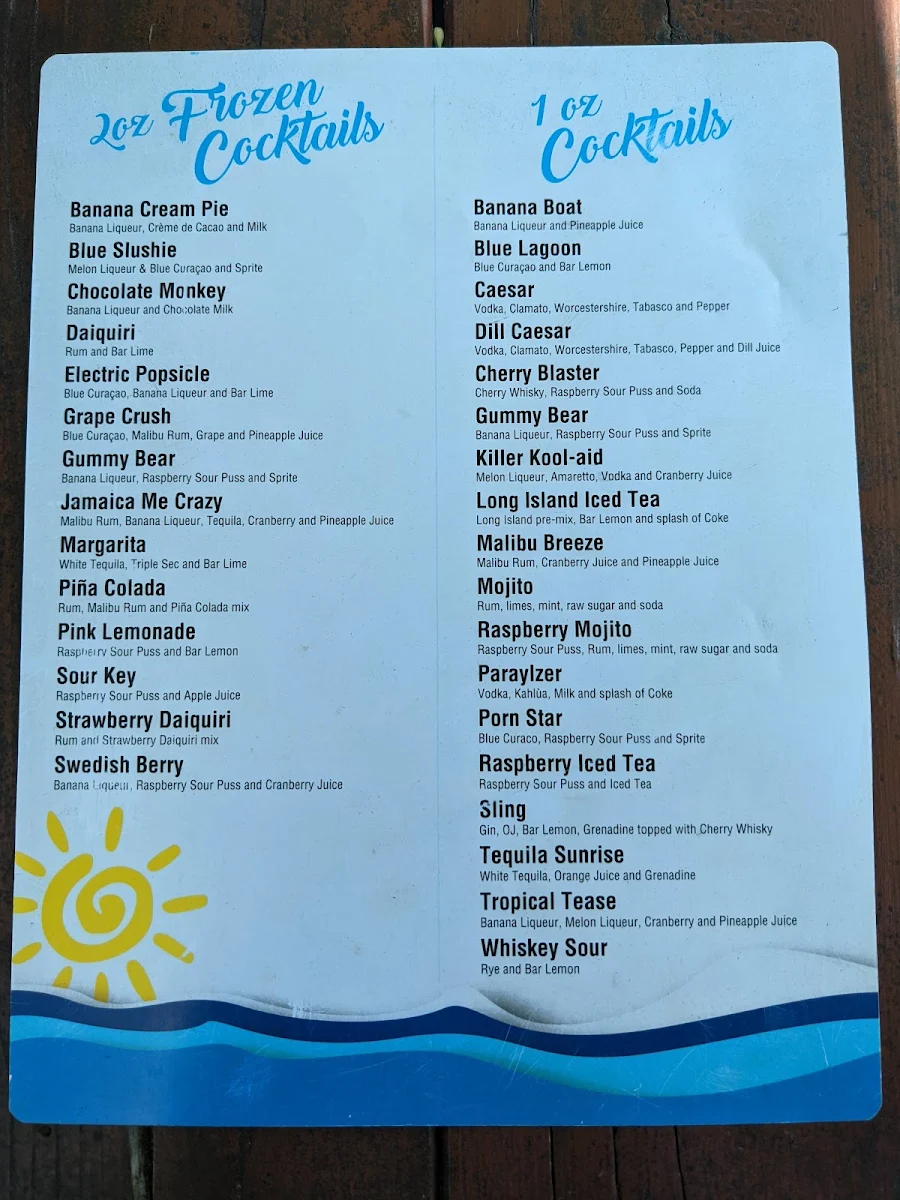 Menu, Sola's Restaurant + Patio
