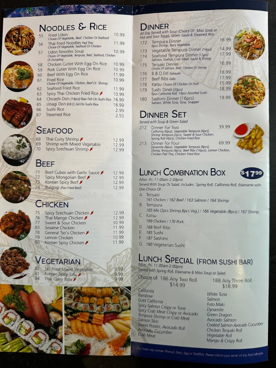 Menu, Ten Sushi