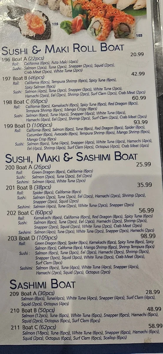 Menu, Ten Sushi