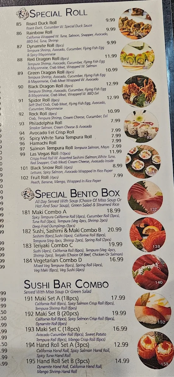 Menu, Ten Sushi