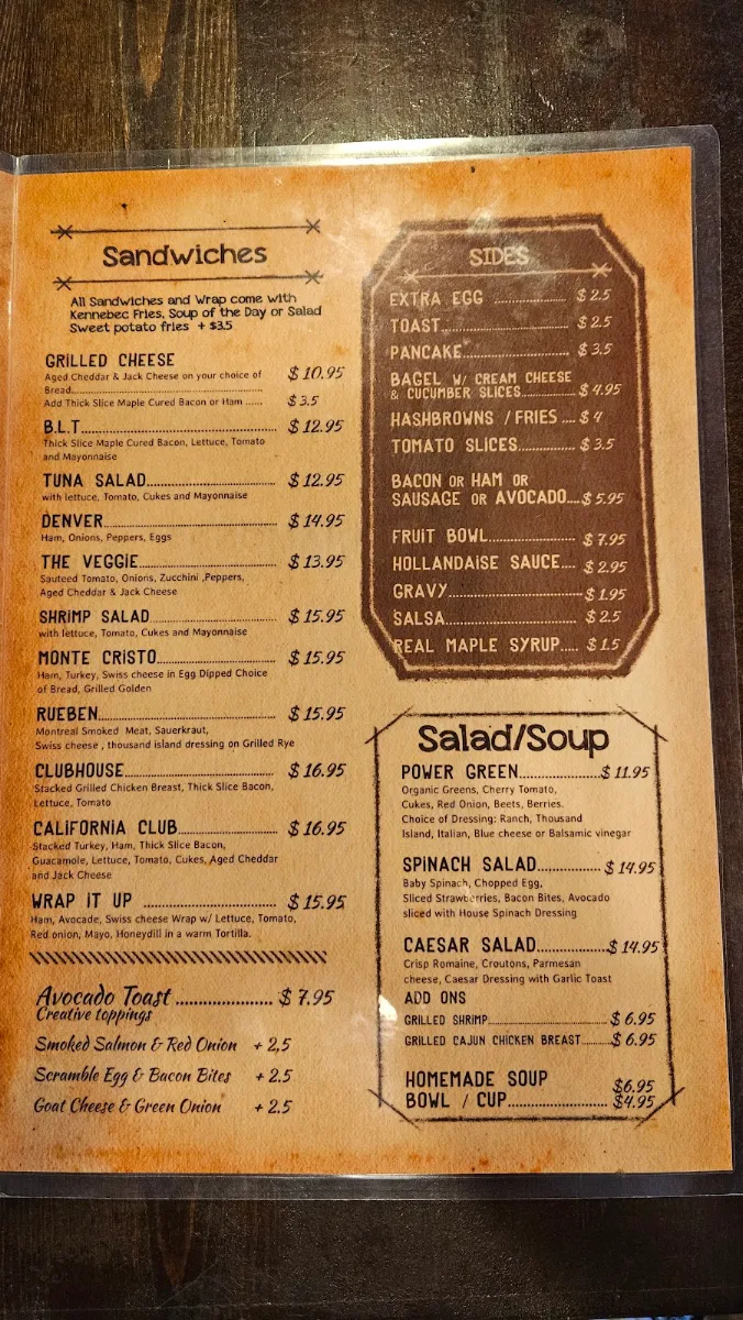 Menu, Knight Street Cafe