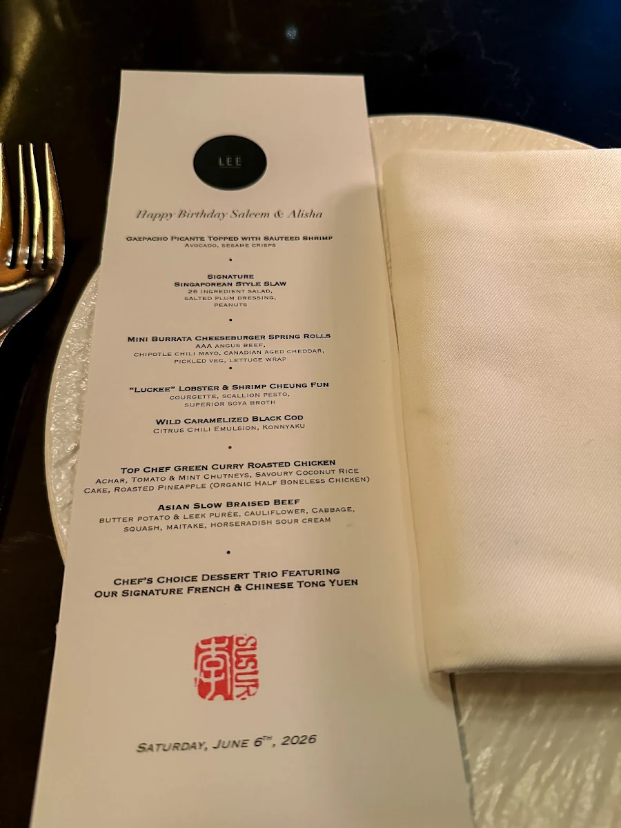 Menu, Lee