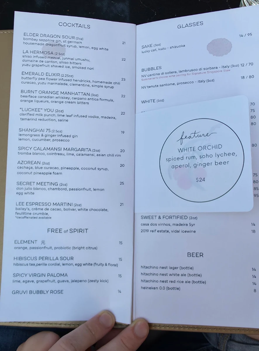 Menu, Lee