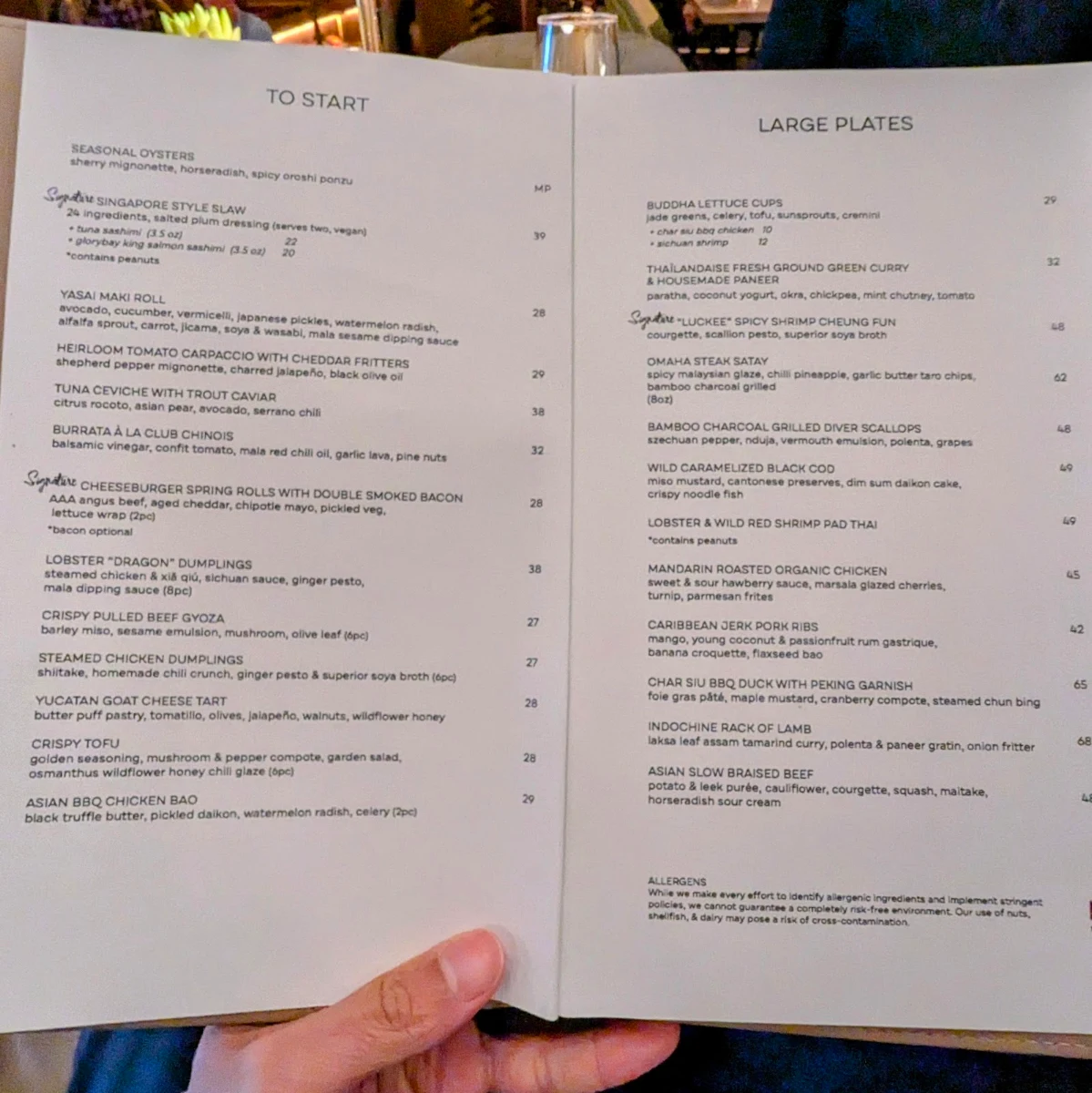 Menu, Lee
