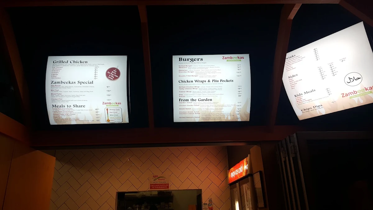 Menu, Zambeekas Restaurant