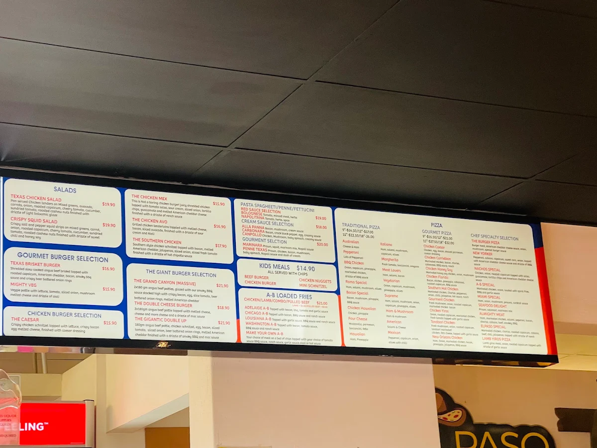 Menu, Texas Diner