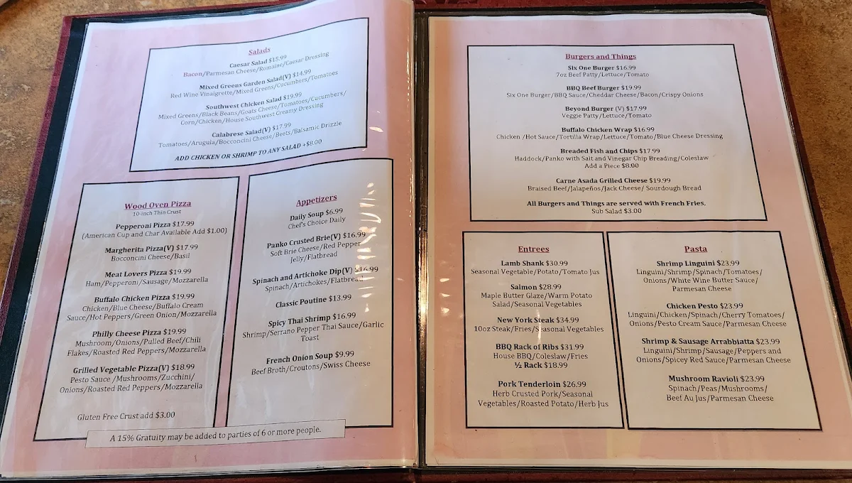 Menu, Bistro Six One