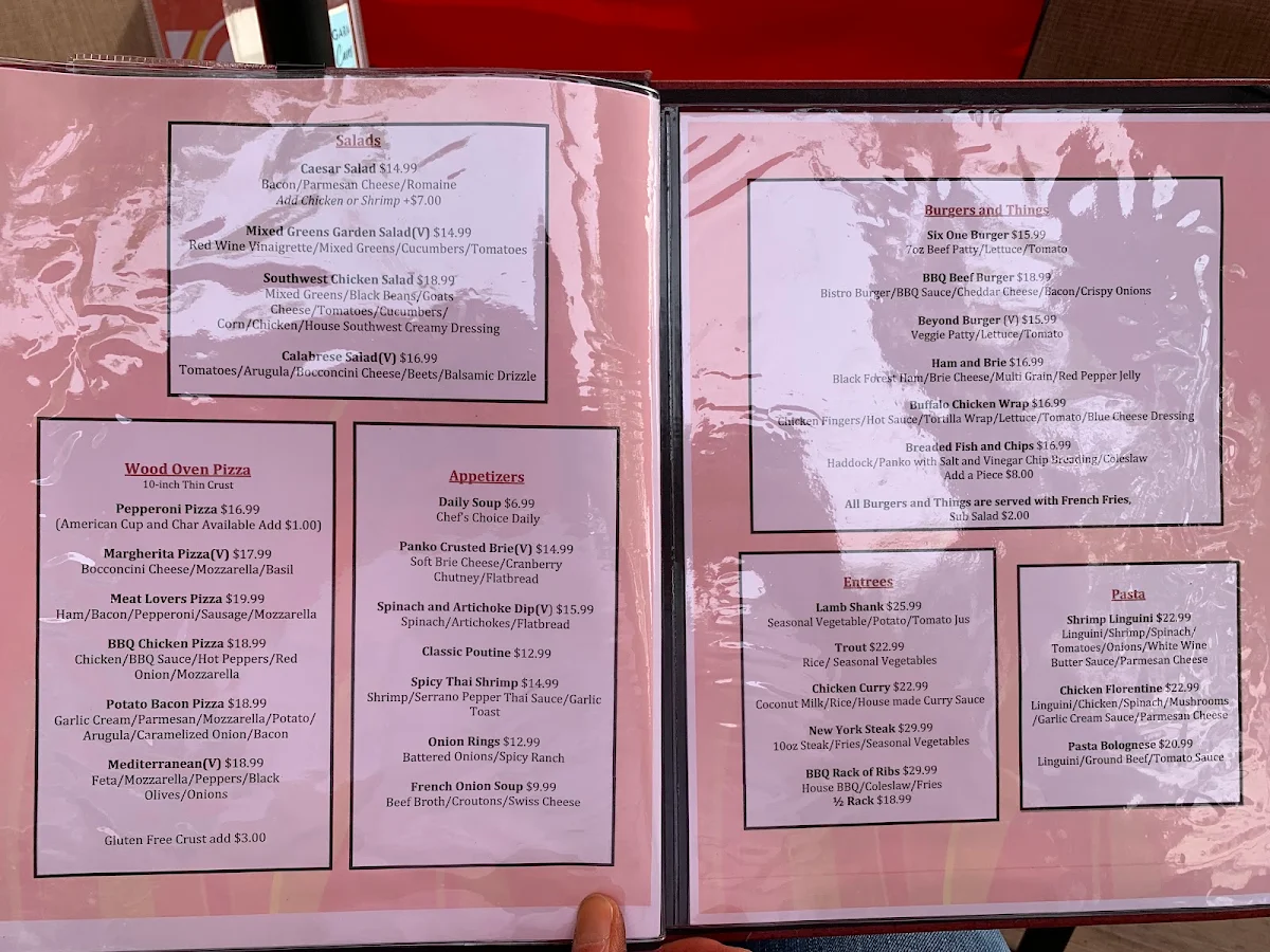 Menu, Bistro Six One