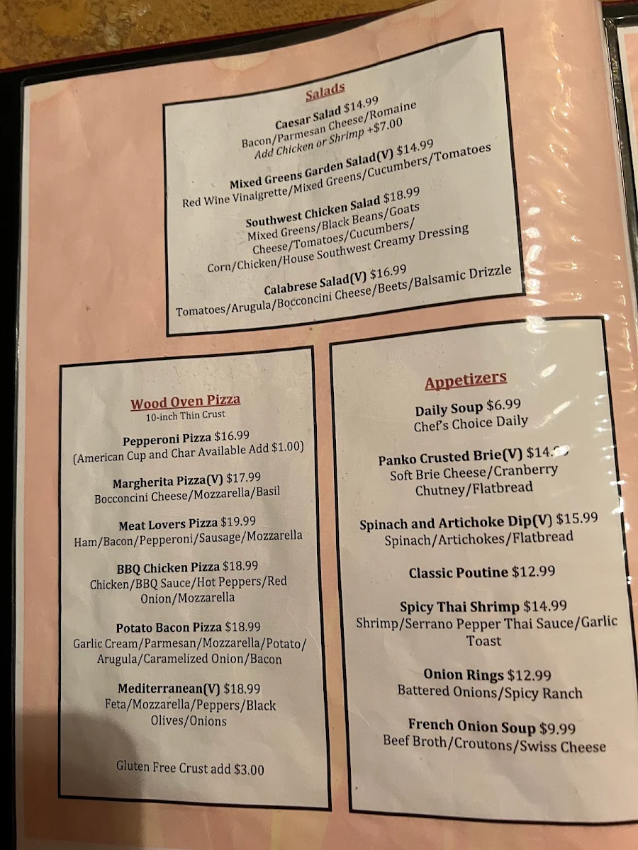 Menu, Bistro Six One