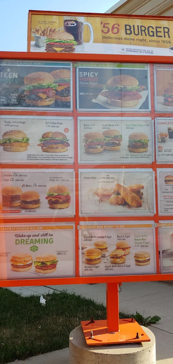 Menu, A&W Canada