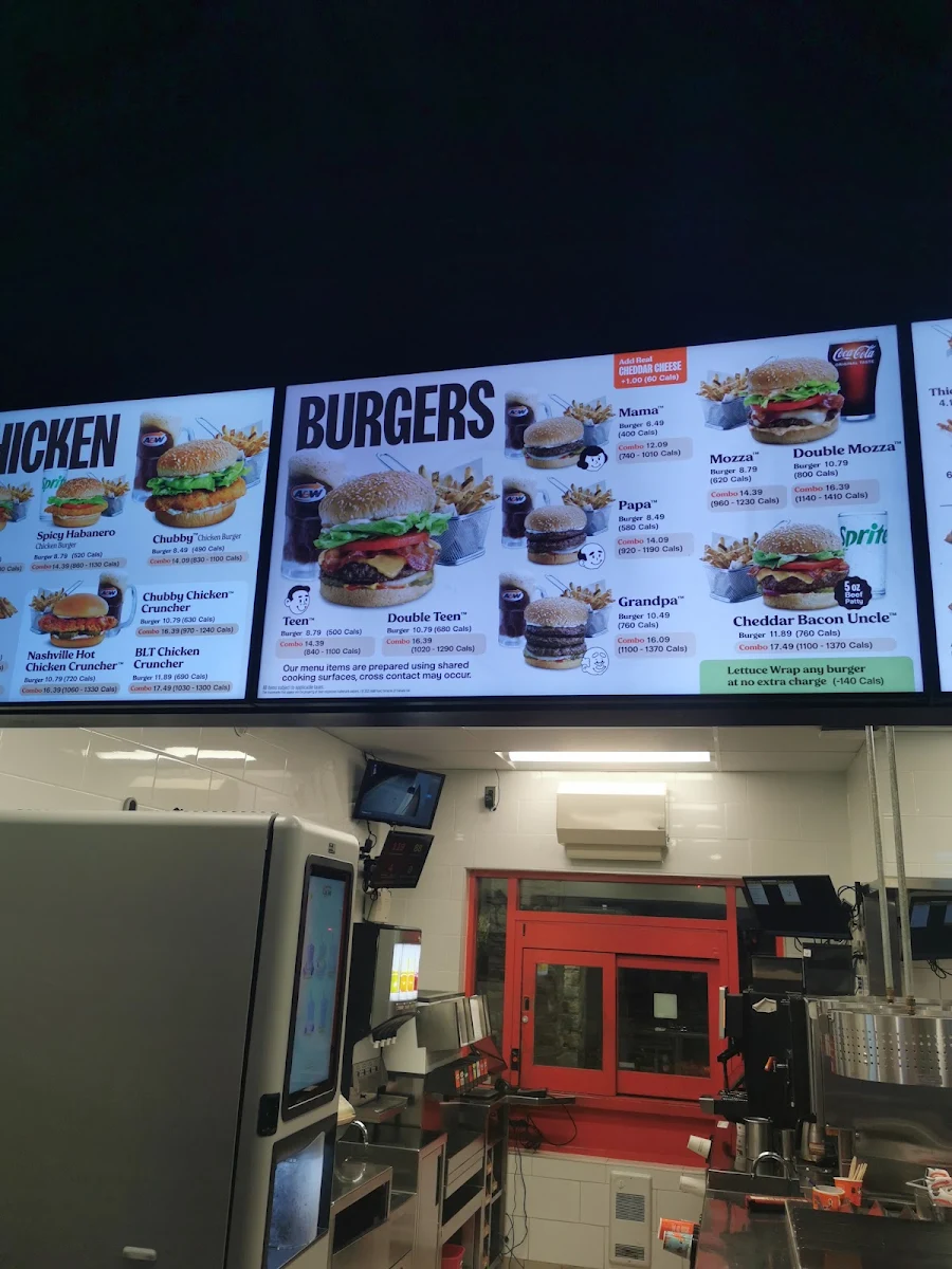 Menu, A&W Canada