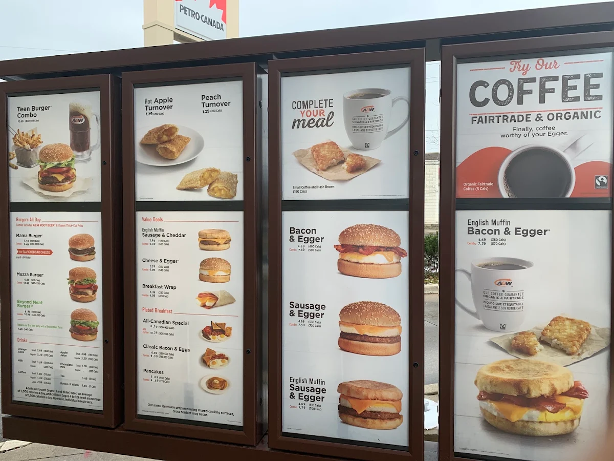 Menu, A&W Canada