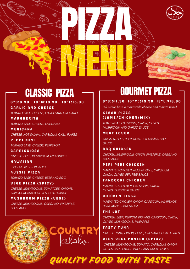 Menu, Country Kebabz