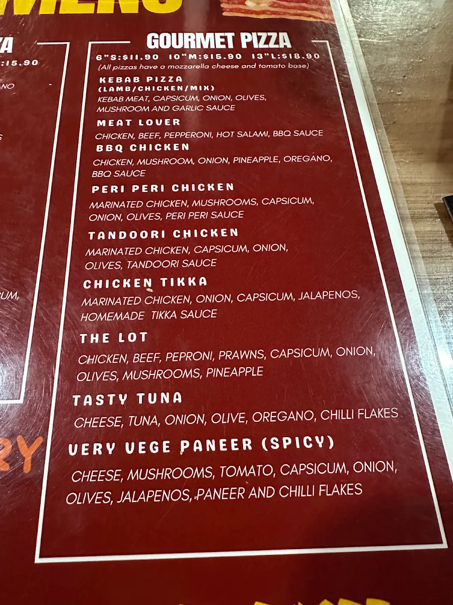 Menu, Country Kebabz
