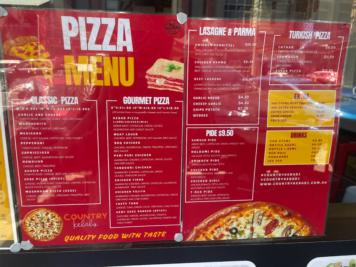 Menu, Country Kebabz