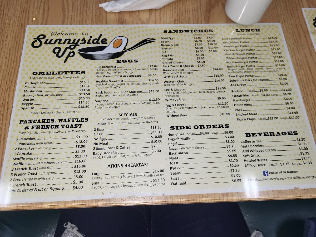 Menu, Sunnyside Up