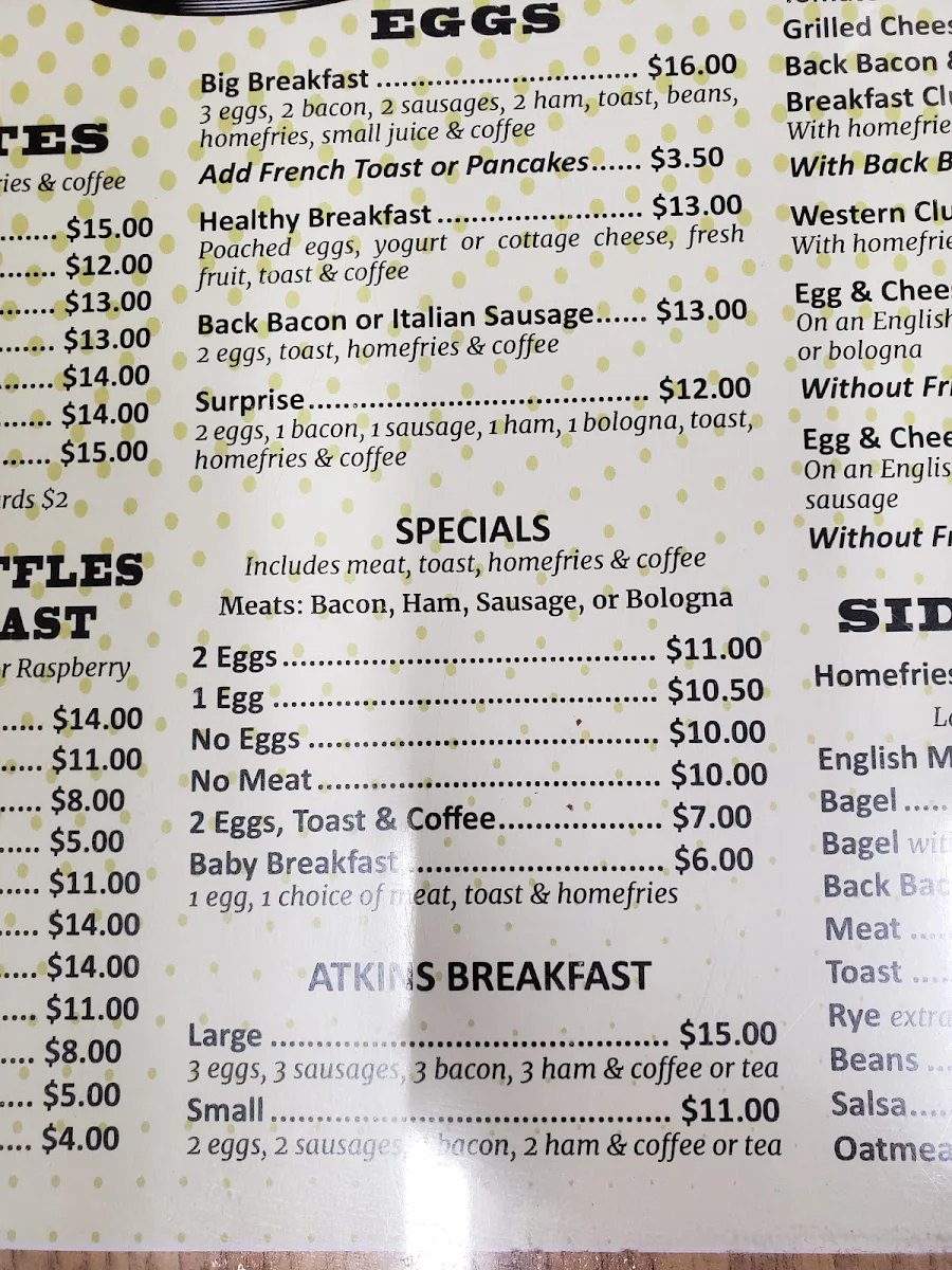 Menu, Sunnyside Up