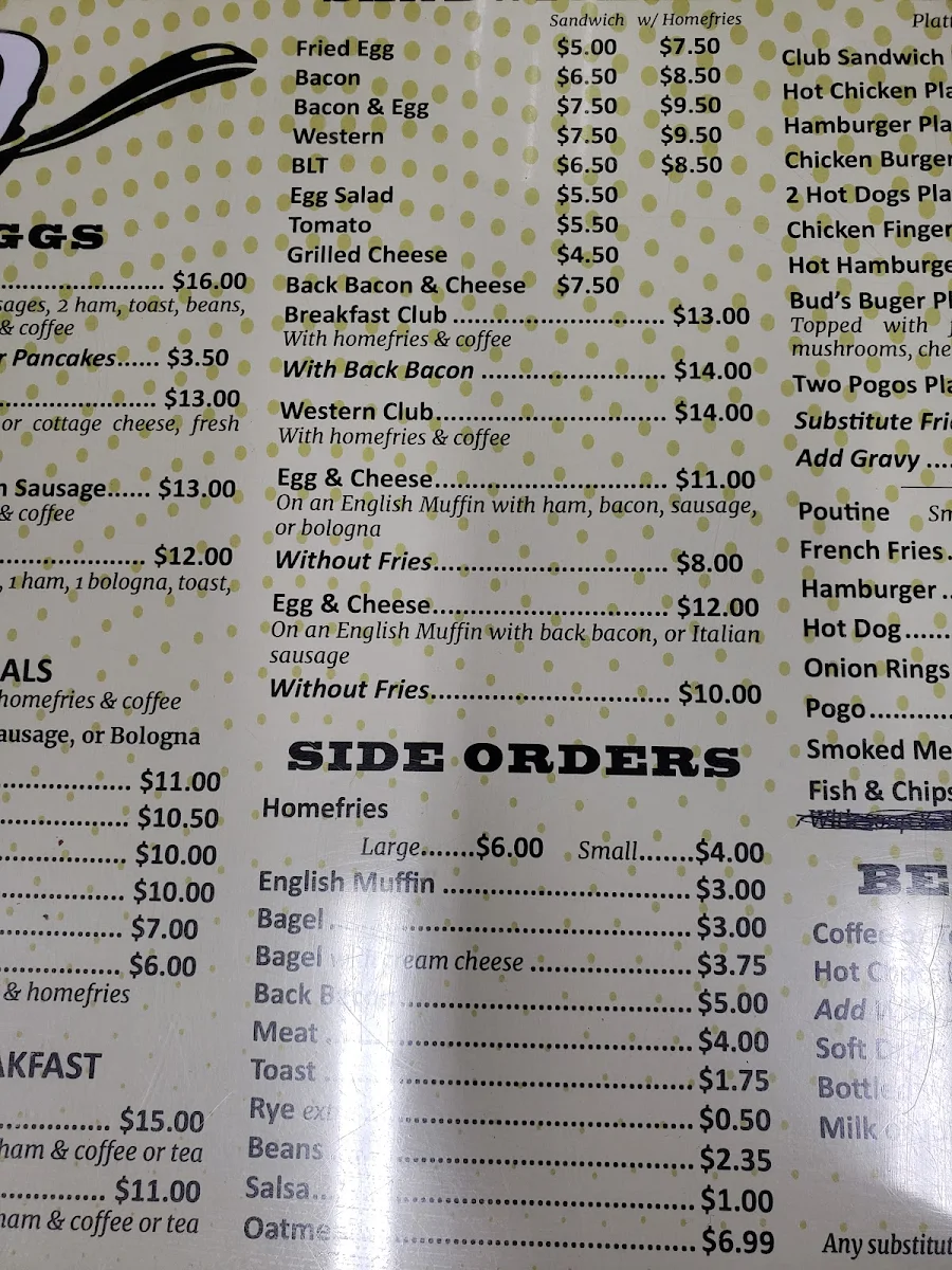 Menu, Sunnyside Up
