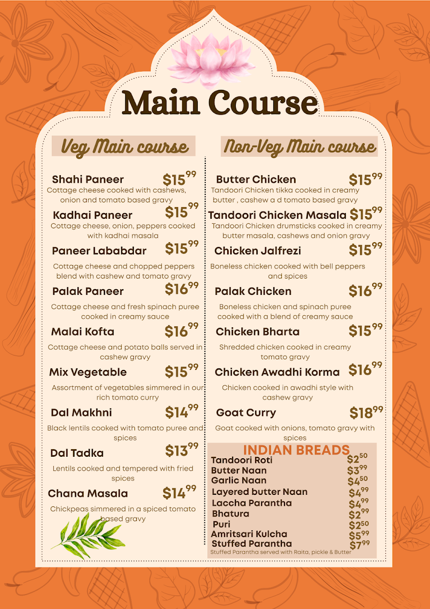 Menu, Little Chef The Indian Eatery