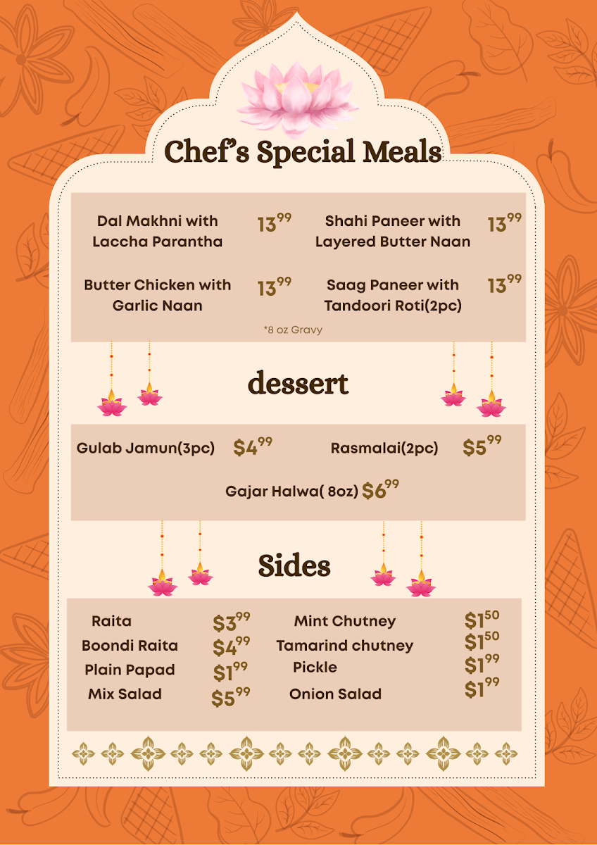 Menu, Little Chef The Indian Eatery