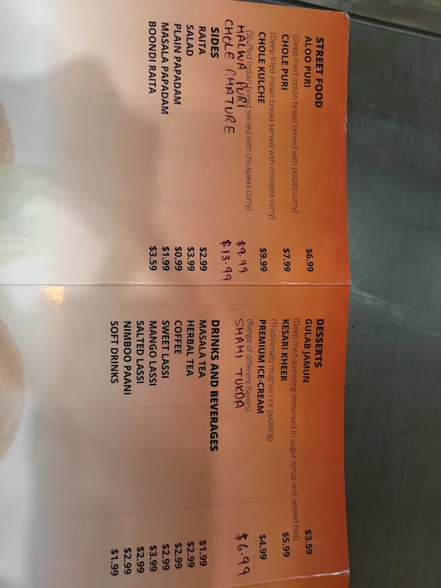 Menu, Little Chef The Indian Eatery