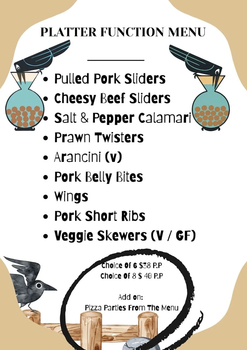 Menu, Thirsty Crow Brewery