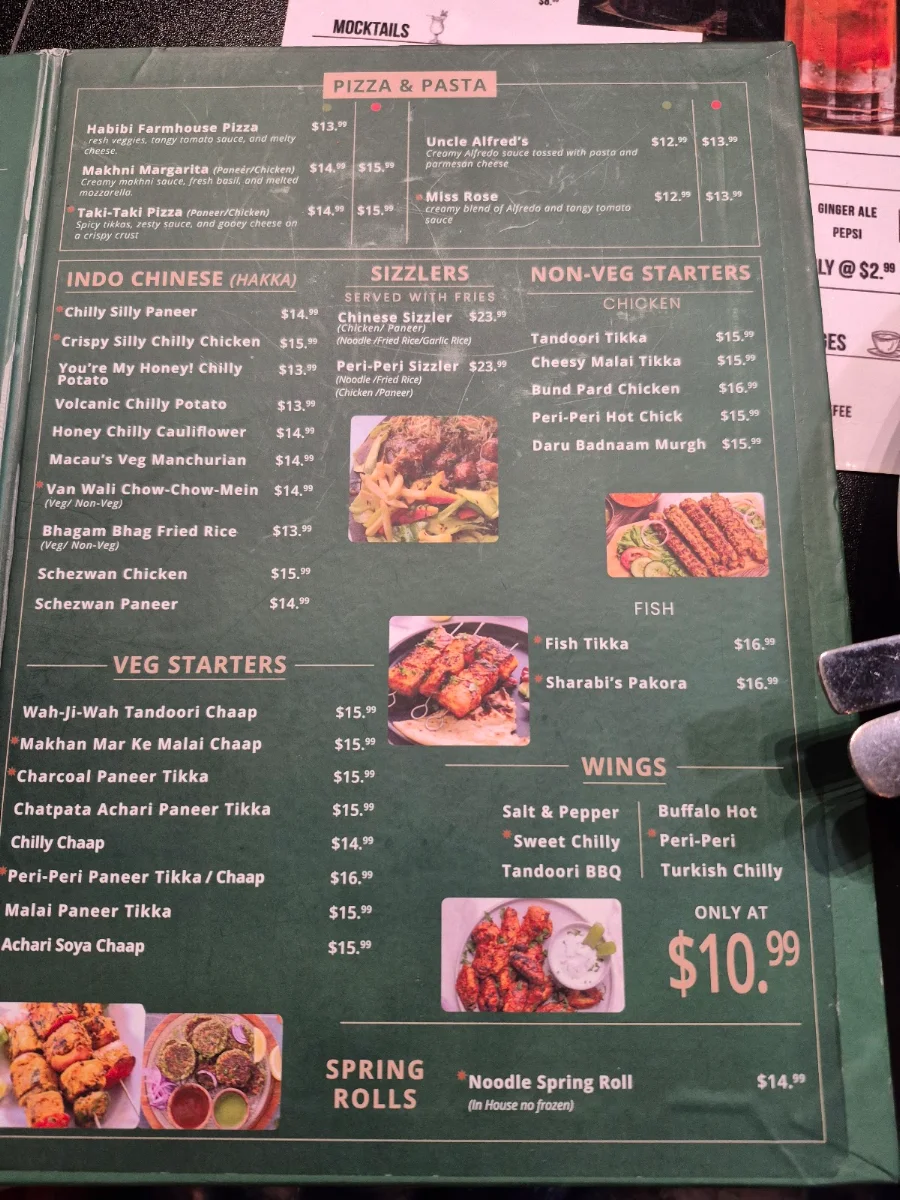 Menu, Bollywood Cafe Indian Street Eats & Bar.