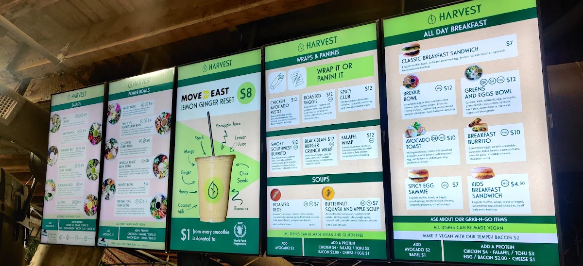 Menu, HARVEST Clean Eats (Downtown Halifax)