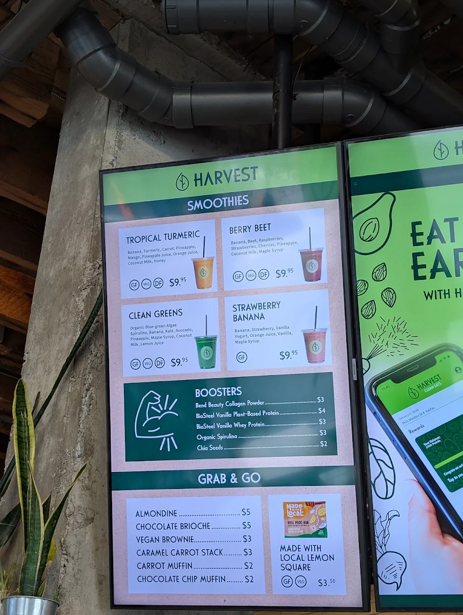 Menu, HARVEST Clean Eats (Downtown Halifax)