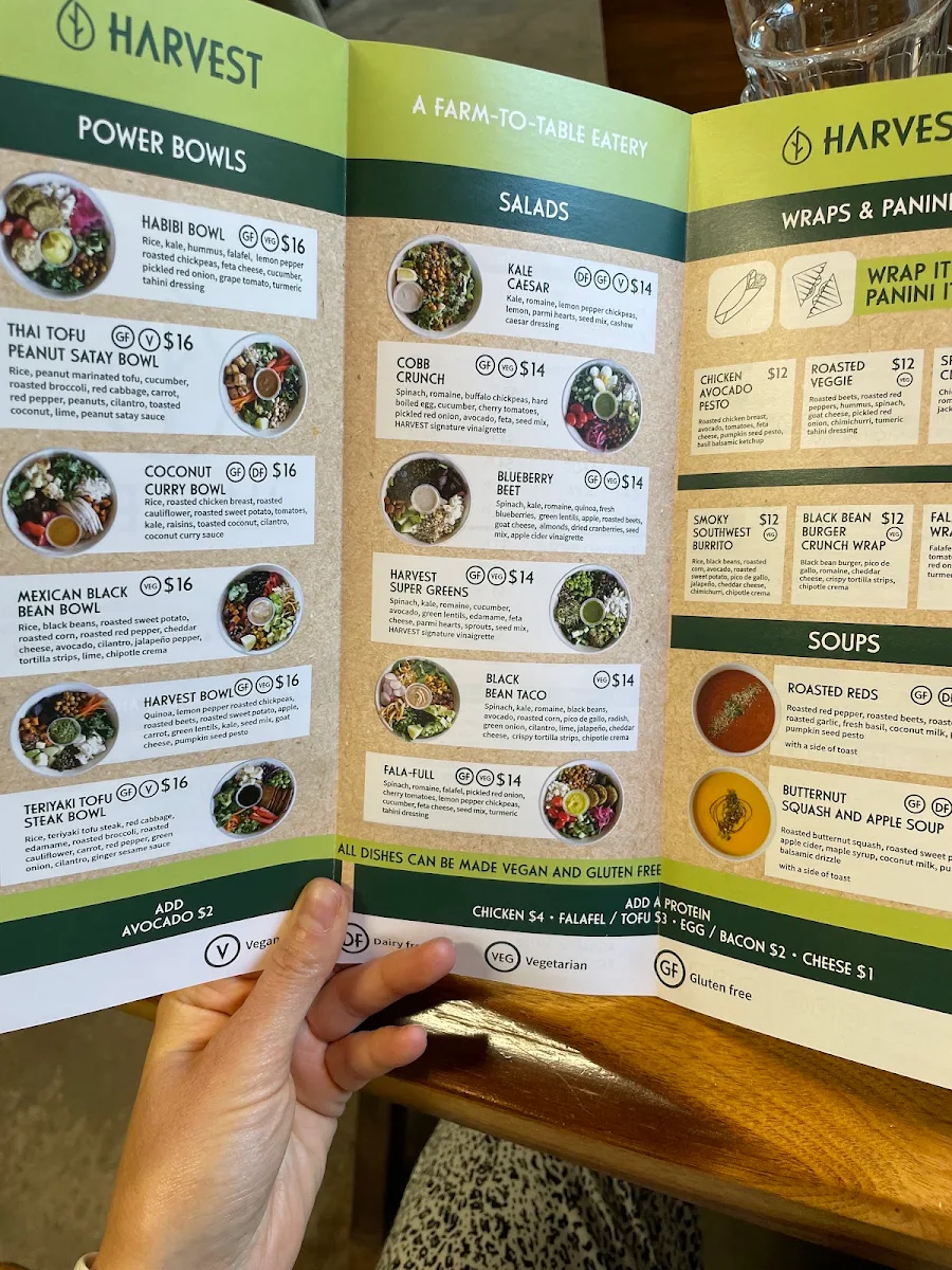 Menu, HARVEST Clean Eats (Downtown Halifax)