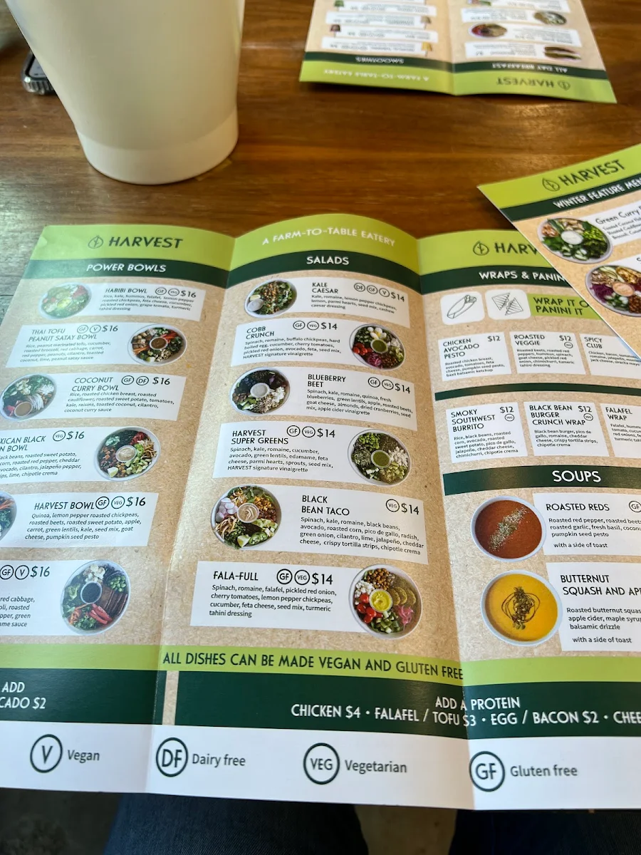 Menu, HARVEST Clean Eats (Downtown Halifax)