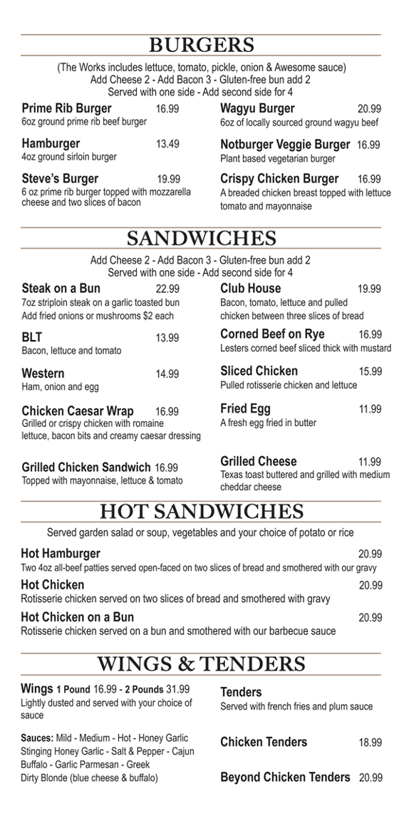 Menu, Steven's Bar-B-Q Restaurant