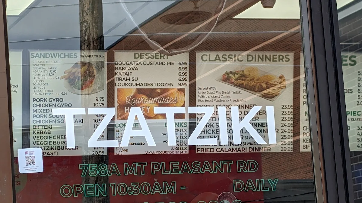 Menu, Tzatziki MT pleasant