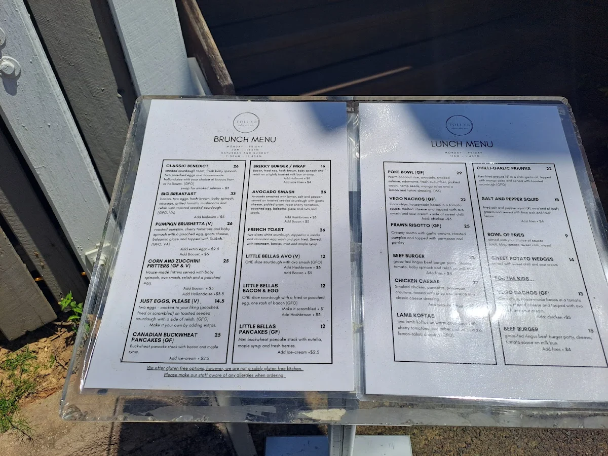 Menu, TOLLY’S
