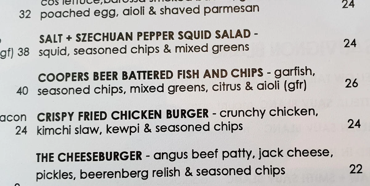 Menu, Watermark Glenelg