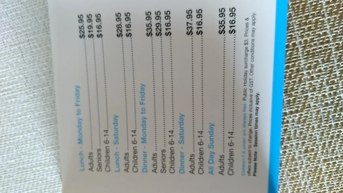 Menu, Watermark Glenelg