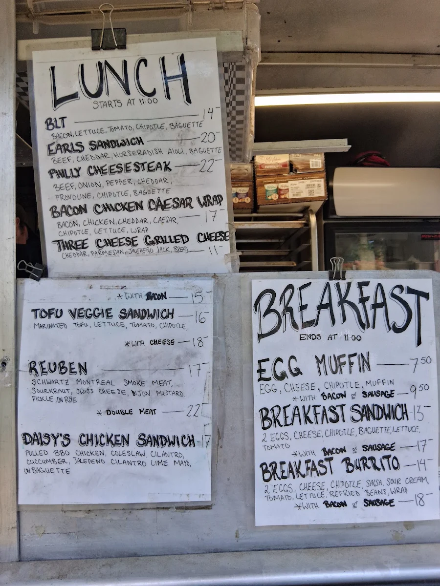 Menu, Sizzle Breakfast & Lunch