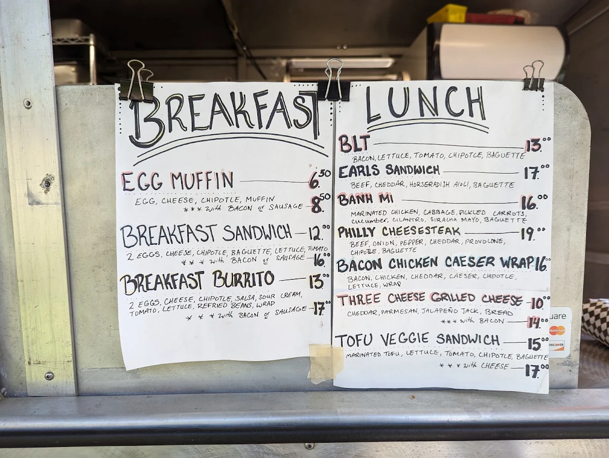 Menu, Sizzle Breakfast & Lunch