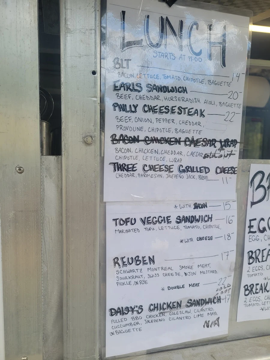 Menu, Sizzle Breakfast & Lunch