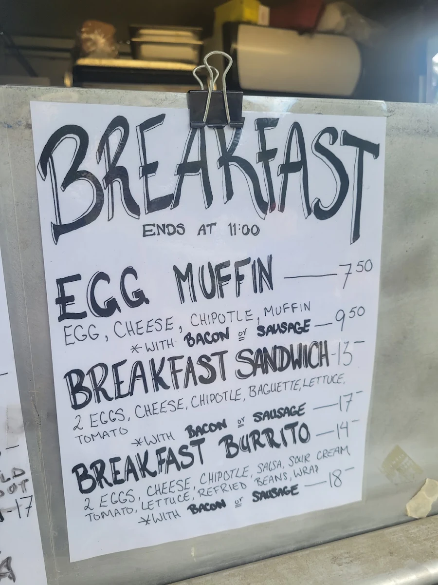 Menu, Sizzle Breakfast & Lunch